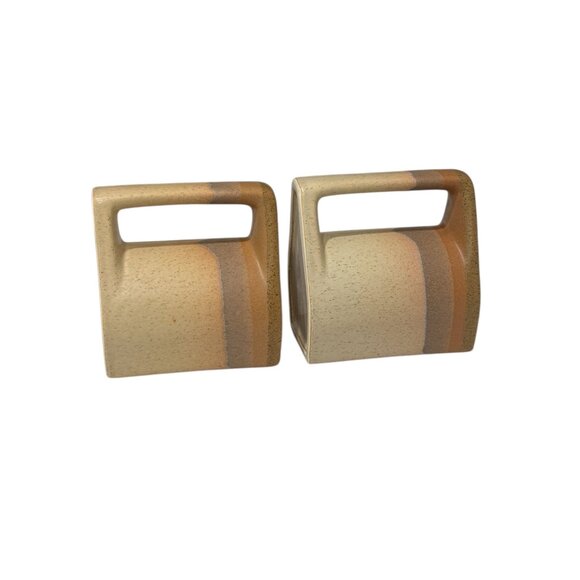 2 MCM Rodolfo Padilla Stoneware Pottery Beige Ombré Coffee Mugs Signed - Picture 9 of 12